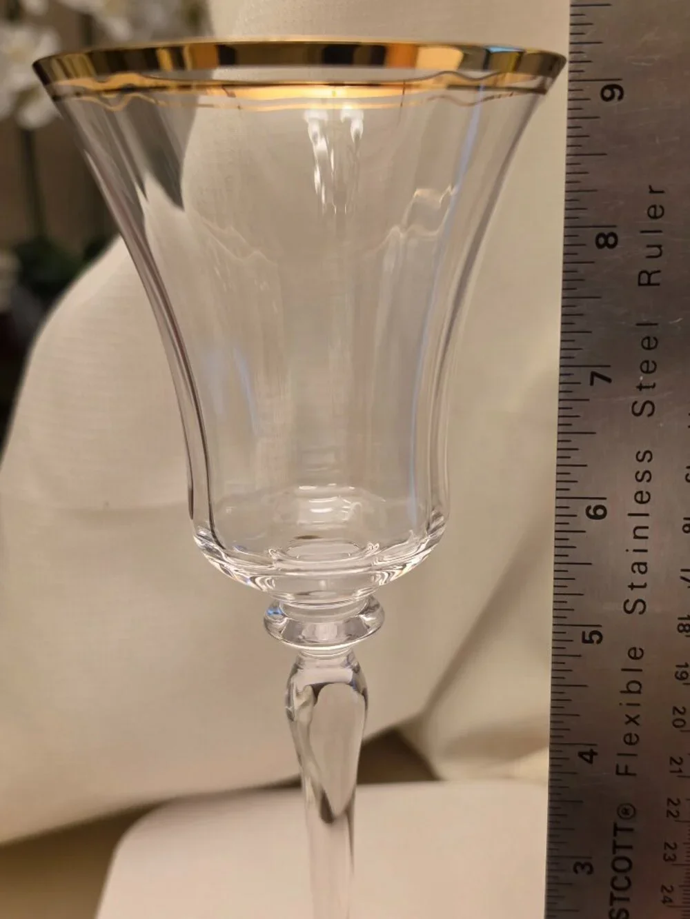 Mikasa Jamestown Crystal Water Goblet Gold Rim 9 1/8